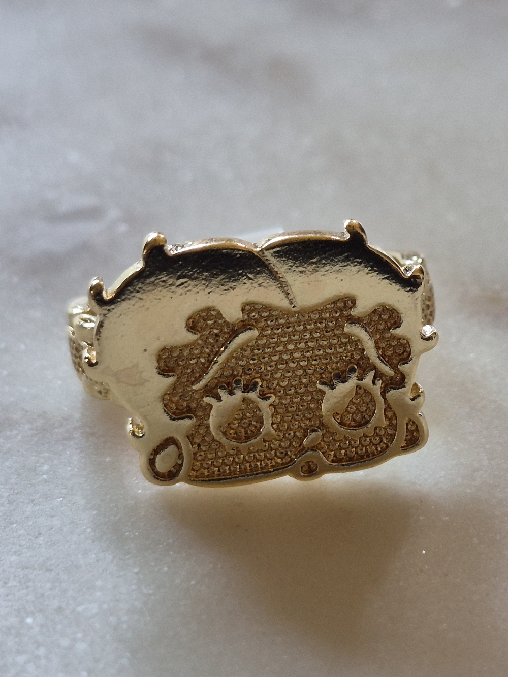 Gold Plated Betty Boop Face Ring